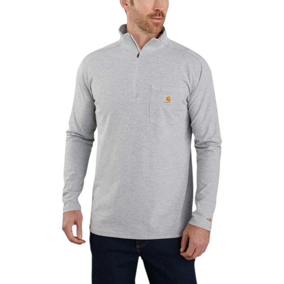 Carhartt Gray Force Relaxed Fit Midweight Long-Sleeve Quarter-Zip T-Shirt M - Picture 1 of 5